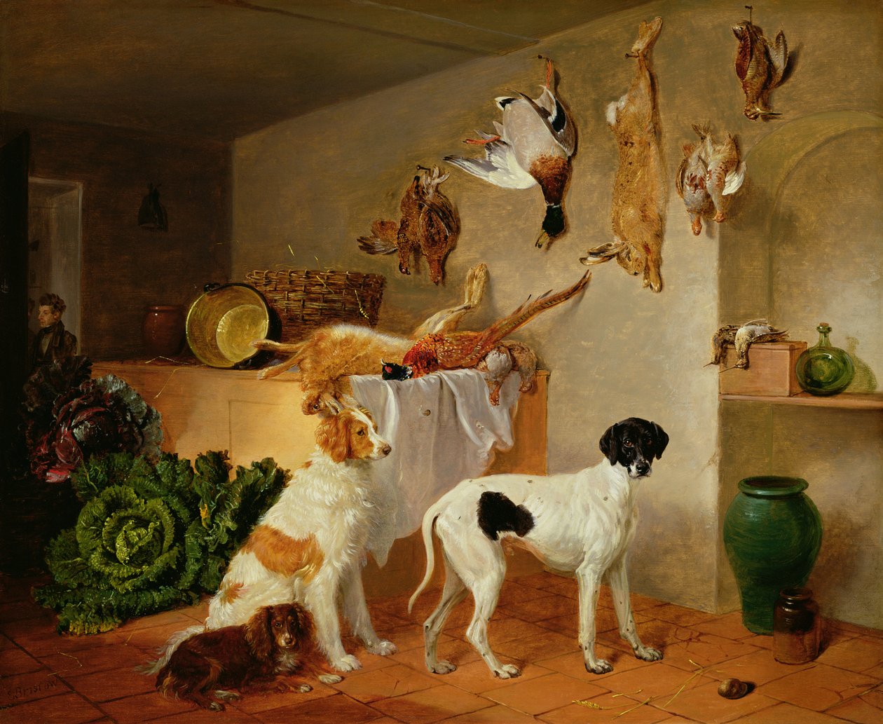 Dentro da despensa do jogo (óleo no painel) de Edmund Bristow