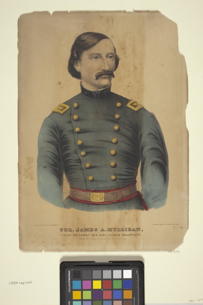 Coronel James A. Mulligan (litografia colorida à mão) de Edmund Burke Kellogg