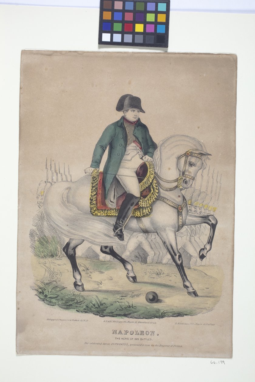 Napoleão - O Herói de 100 batalhas (litografia colorida à mão) de Edmund Burke Kellogg
