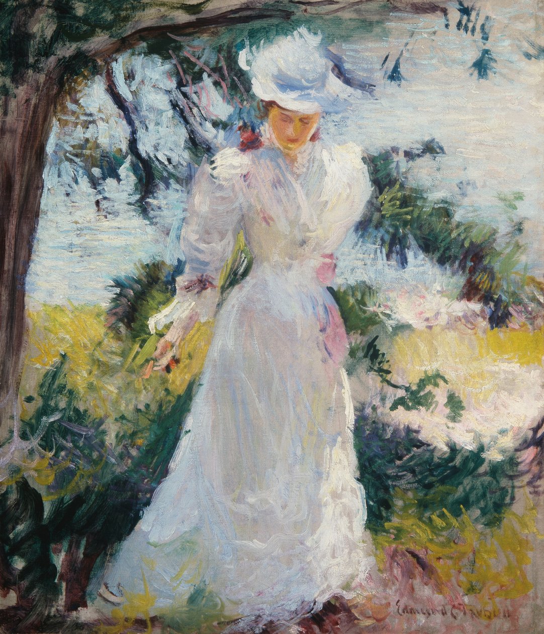 Minha esposa, Emeline, em um jardim de Edmund Charles Tarbell