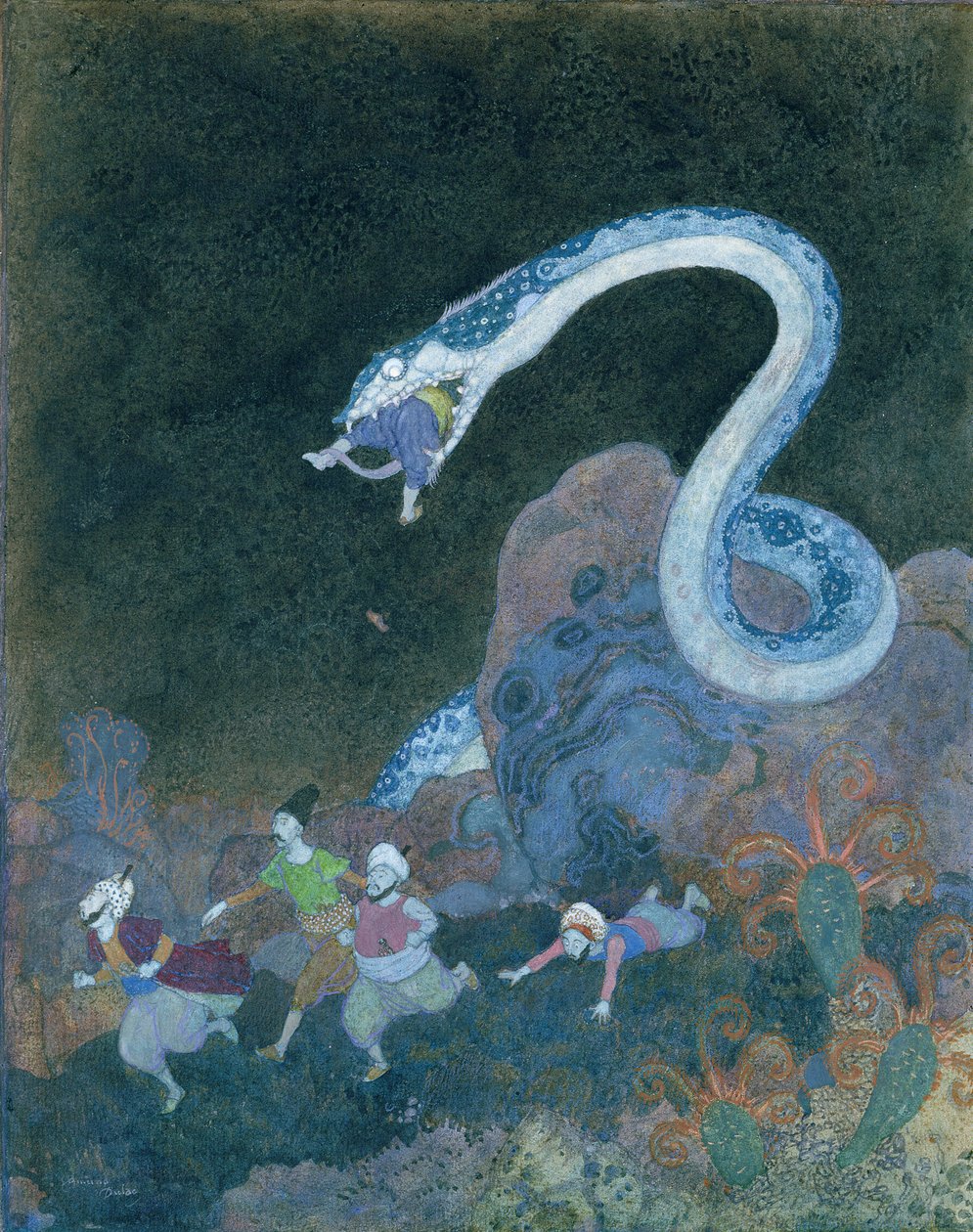 Um conto de fadas sérvio: O episódio da serpente (aguarela sobre papel) de Edmund Dulac