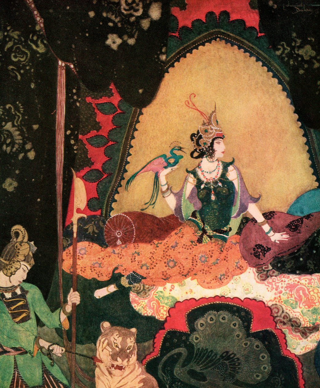 Layla segurando um pássaro, de Edmund Dulac de Edmund Dulac
