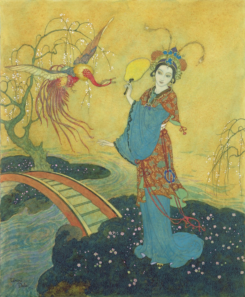 Princesa Badoura, ilustração de Princess Badoura, A Tale from the Arabian Nights, recontada por Laurence Housman de Edmund Dulac