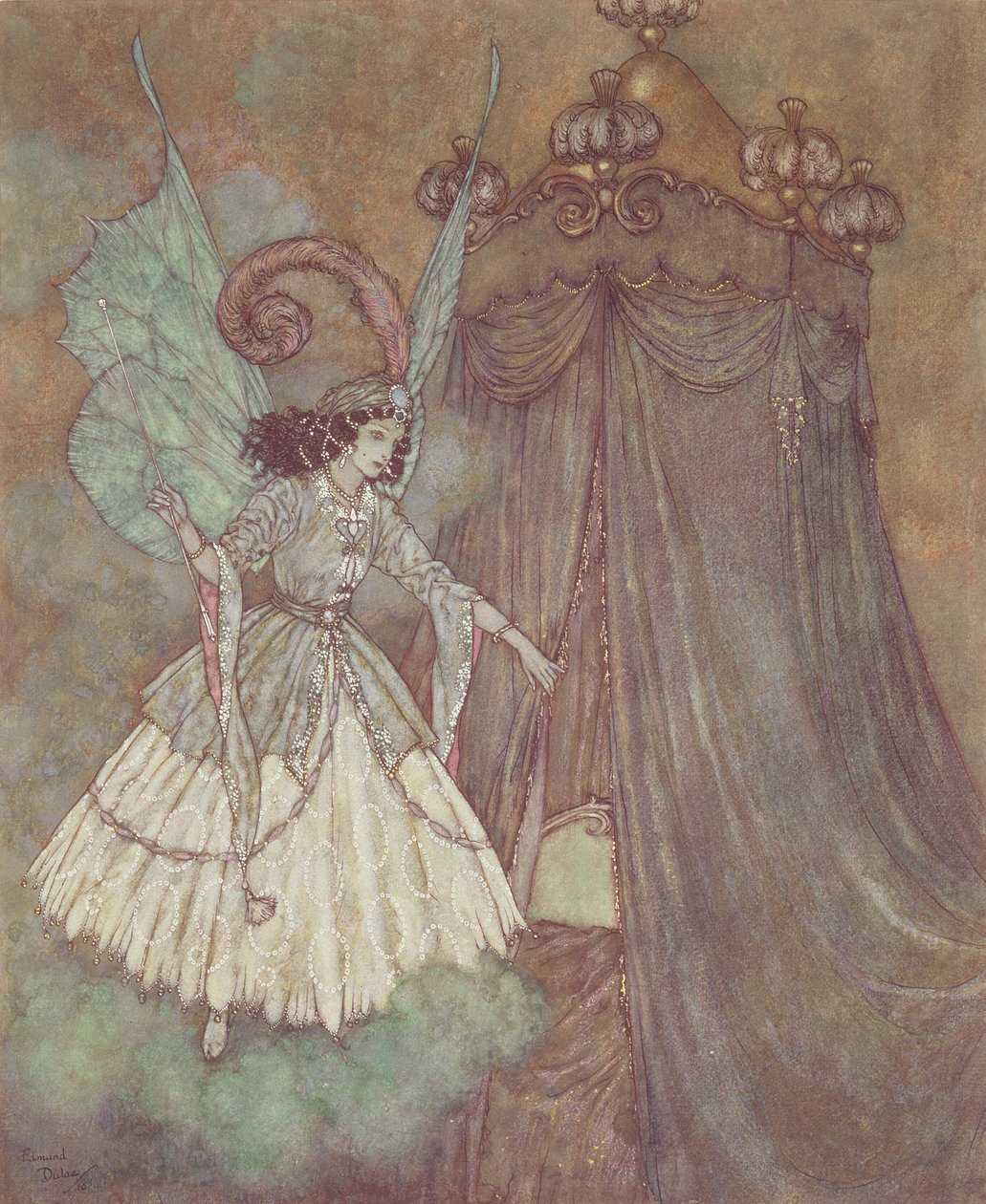 "Ela encontrou-se frente a frente com uma senhora imponente e bela", ilustração de "A Bela e o Monstro de Edmund Dulac
