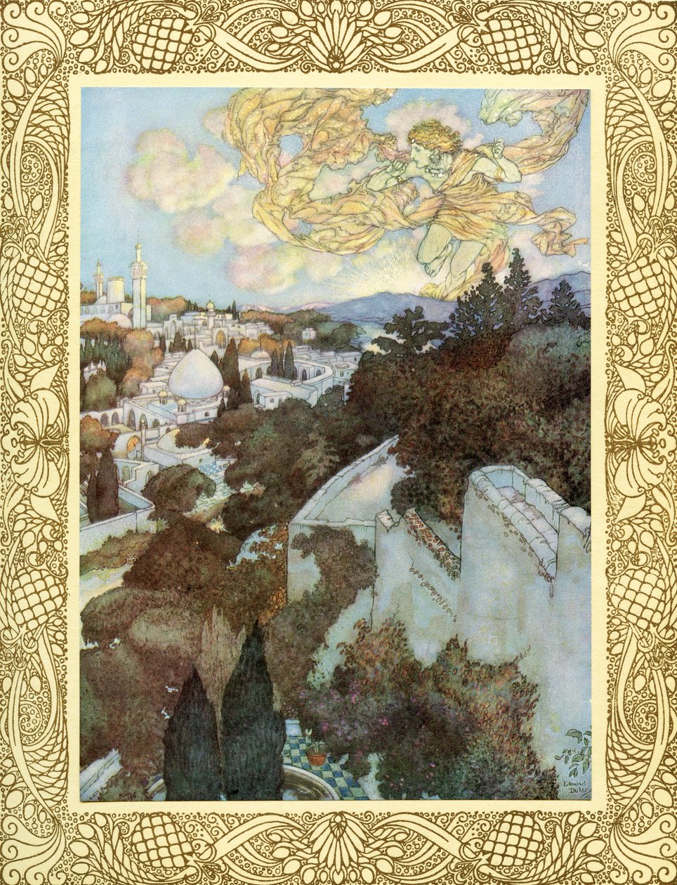 Despertai, porque o sol, por detrás da vossa altura oriental, perseguiu a sessão das estrelas da noite, ilustração de "O Rubaiyat de Omar Khayyam", publicado em 1909 (litografia a cores) de Edmund Dulac