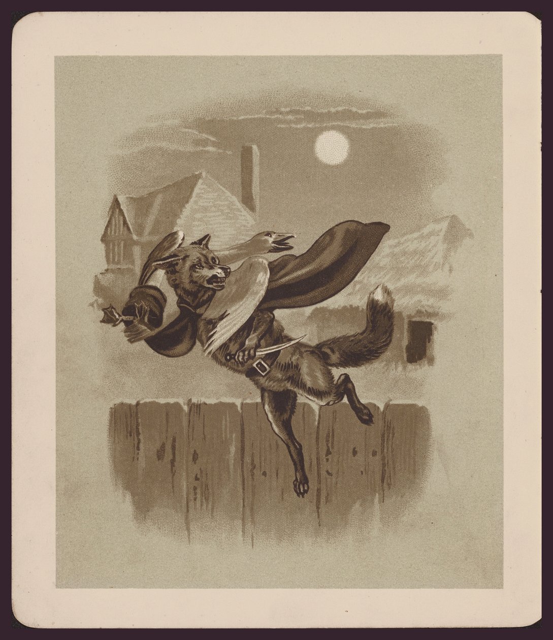 Ilustração para "A Raposa e o Ganso" de E Caldwell (litografia a cores) de Edmund G. Caldwell