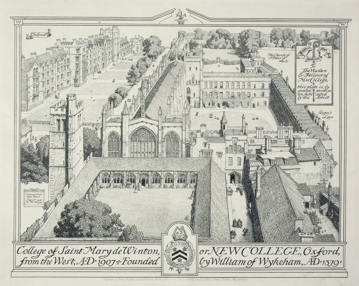 O Colégio de St Mary de Winton ou New College, 1928 de Edmund Hort New