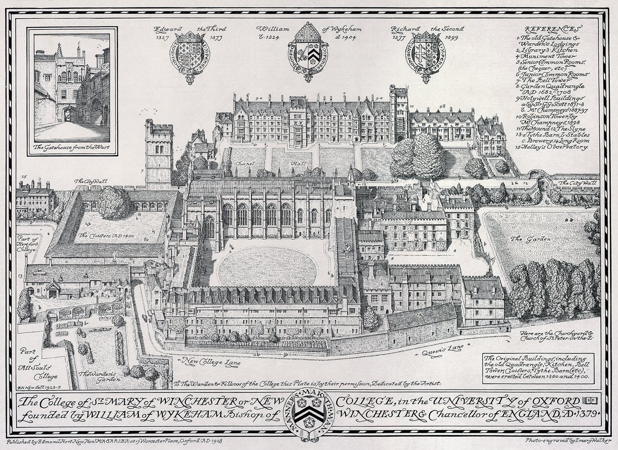 O Colégio de Santa Maria de Winchester ou New College, 1928 de Edmund Hort New