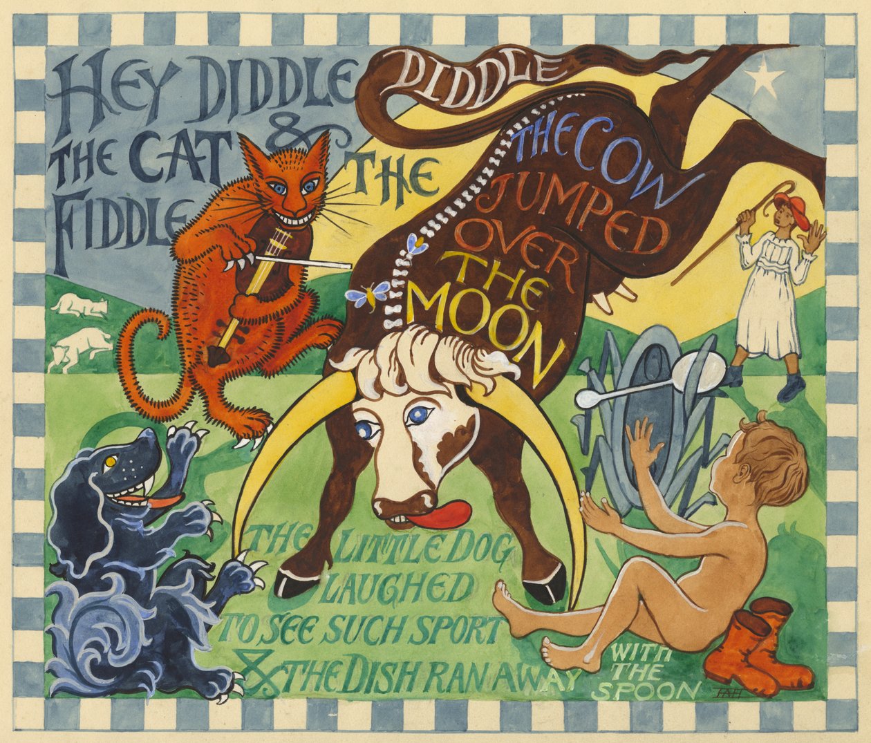Hey Diddle Diddle, c.1935 (guache no papel) de Edmund Hunter