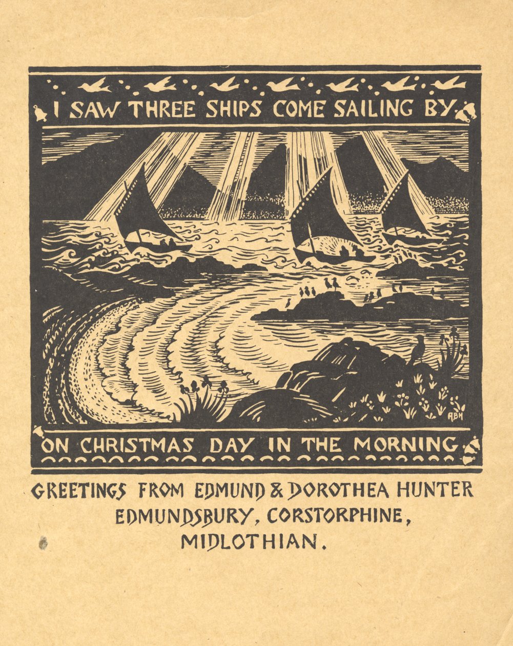 Vi três veleiros, c.1930 (gouache em papel) de Edmund Hunter