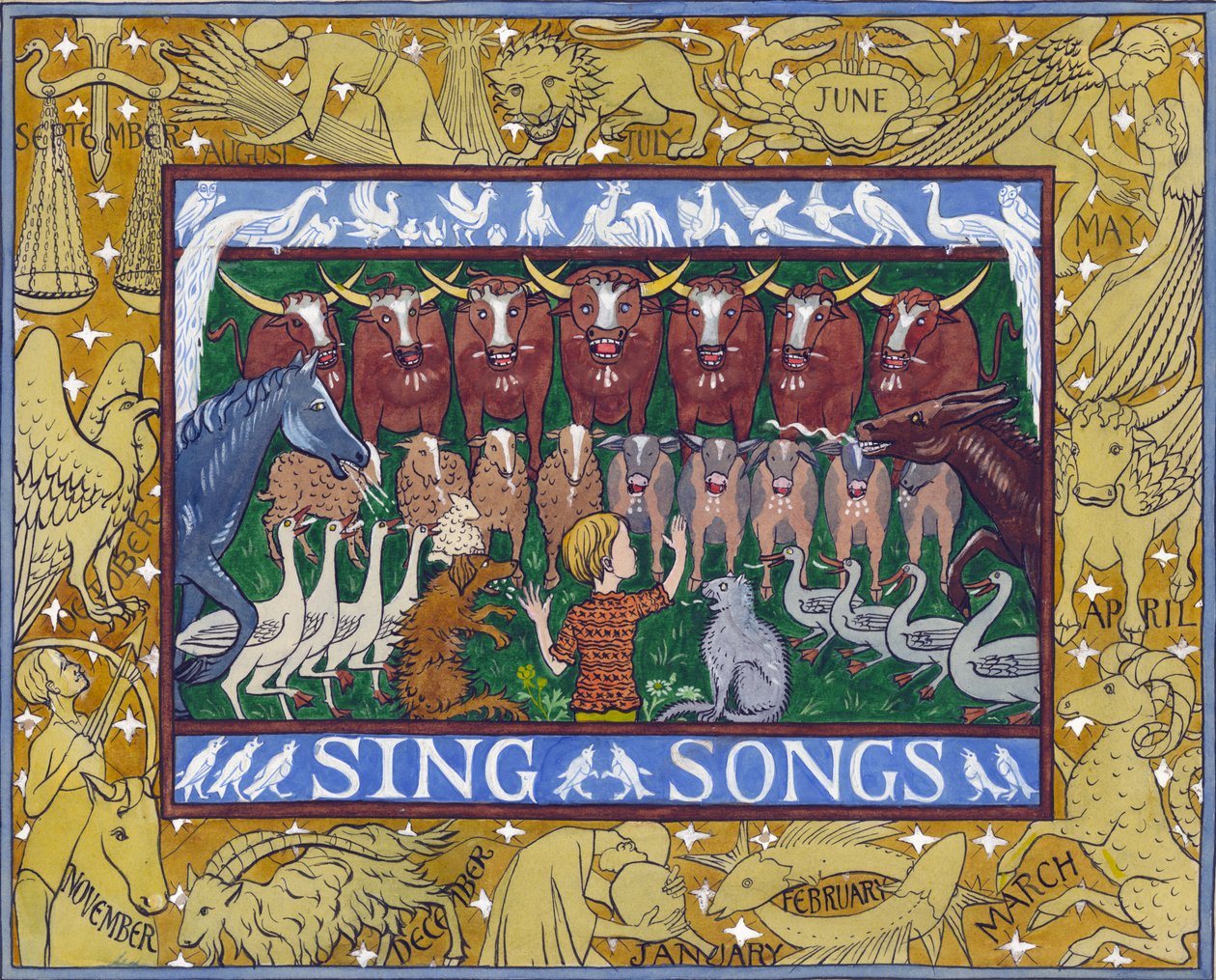 Sing Songs, c.1935 (gouache sobre papel) de Edmund Hunter