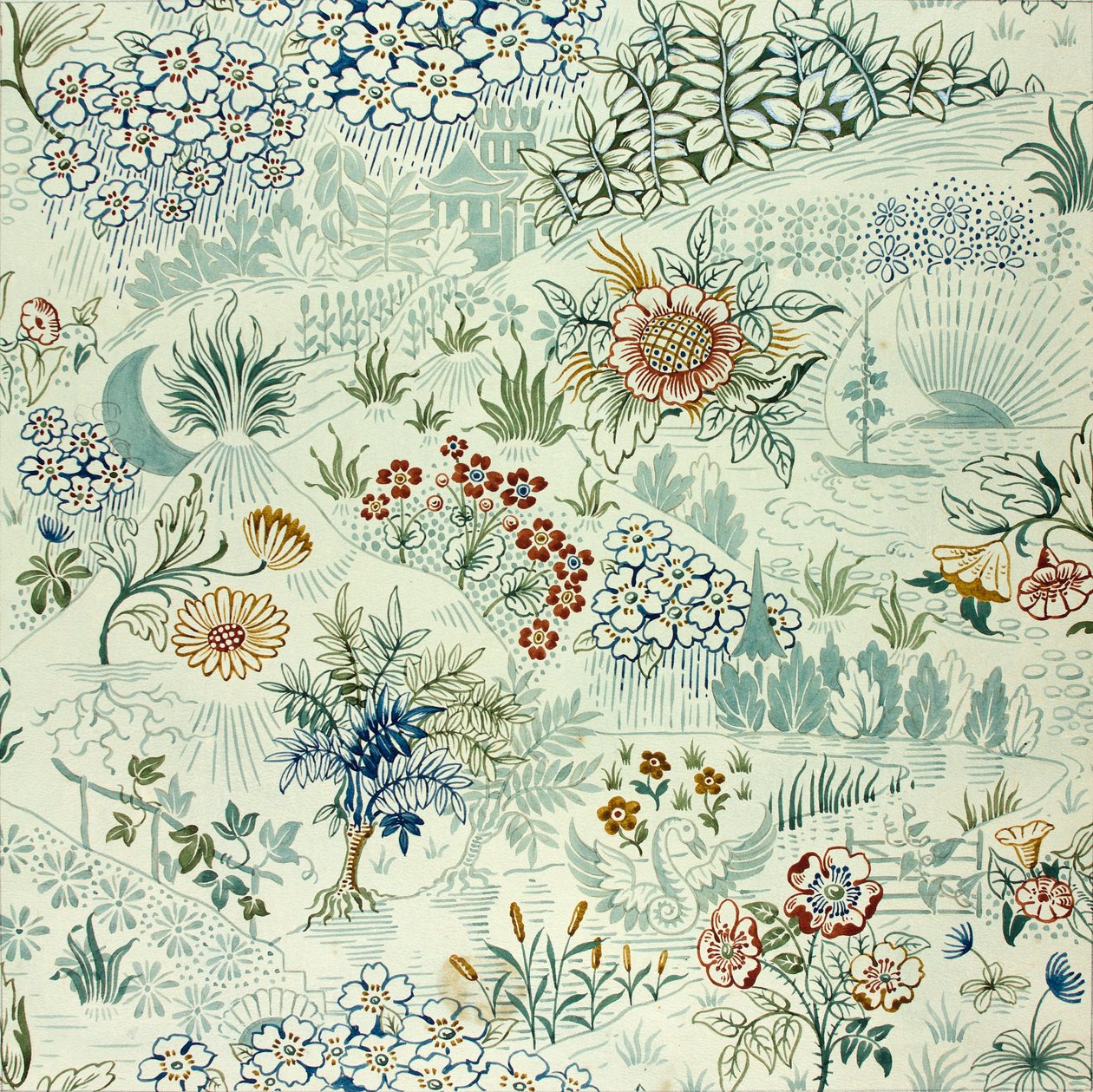 Nascer do sol no Oriente c1895 (guache no papel) de Edmund Hunter