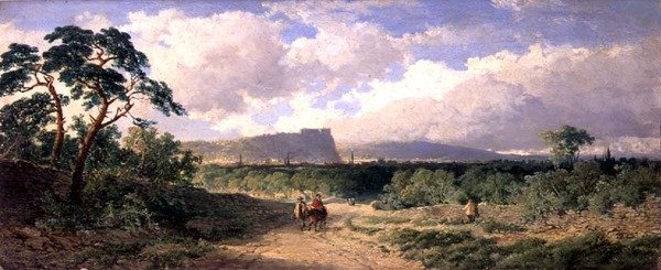 Uma Vista de Nottingham (óleo a bordo) de Edmund John Niemann