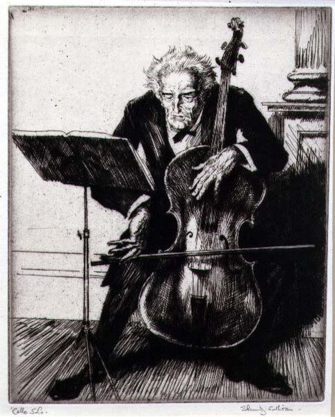 Violoncelo Solo (gravura) de Edmund Joseph Sullivan