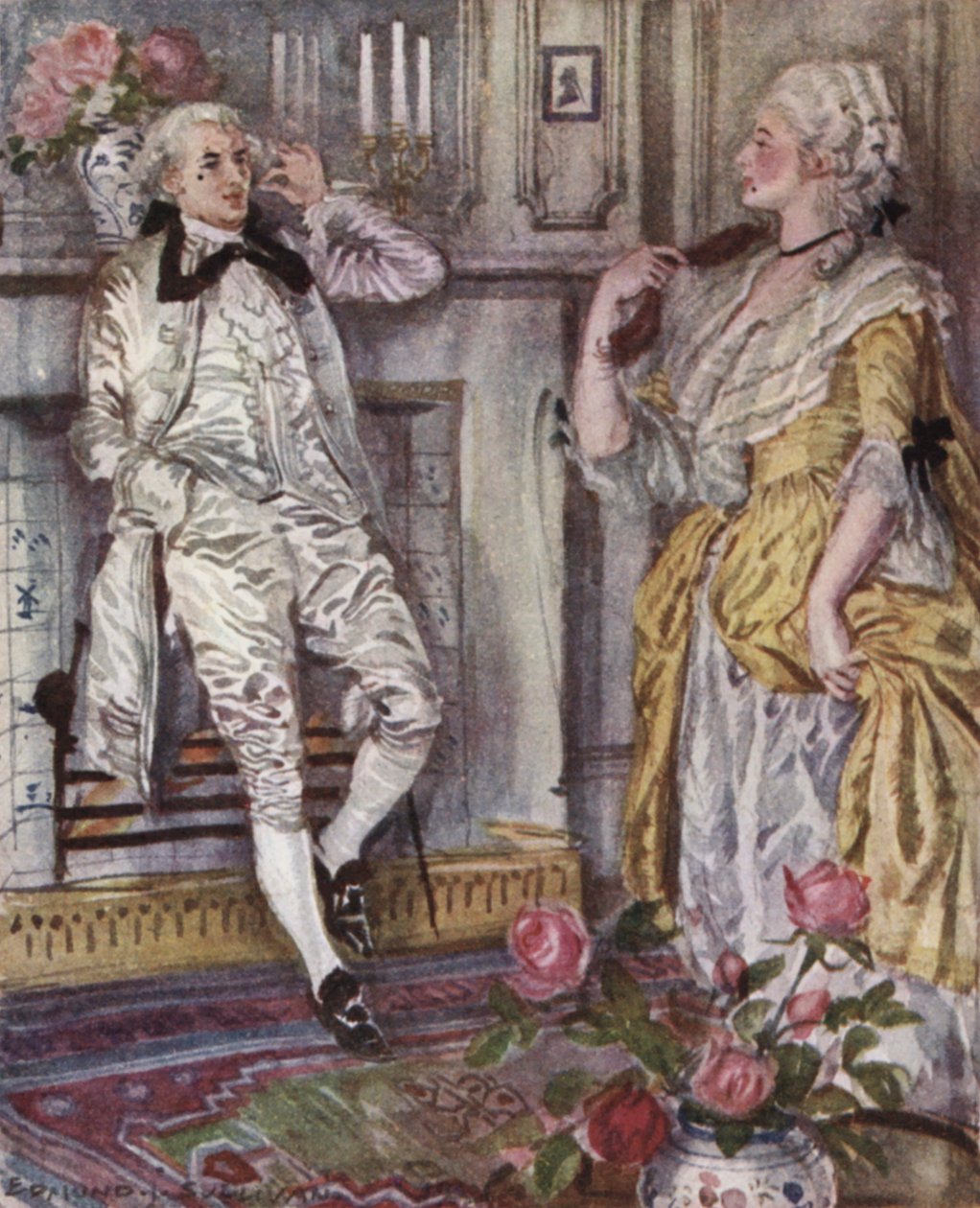 Ilustração para The Vicar of Wakefield de Oliver Goldsmith (cor litho) de Edmund Joseph Sullivan