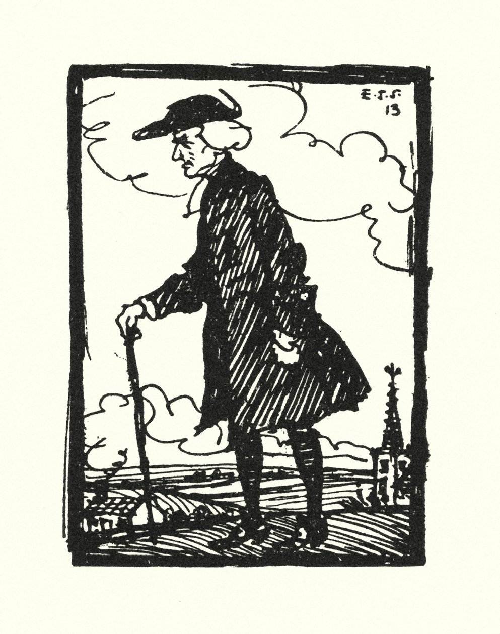 Ilustração para The Vicar of Wakefield de Oliver Goldsmith (cor litho) de Edmund Joseph Sullivan