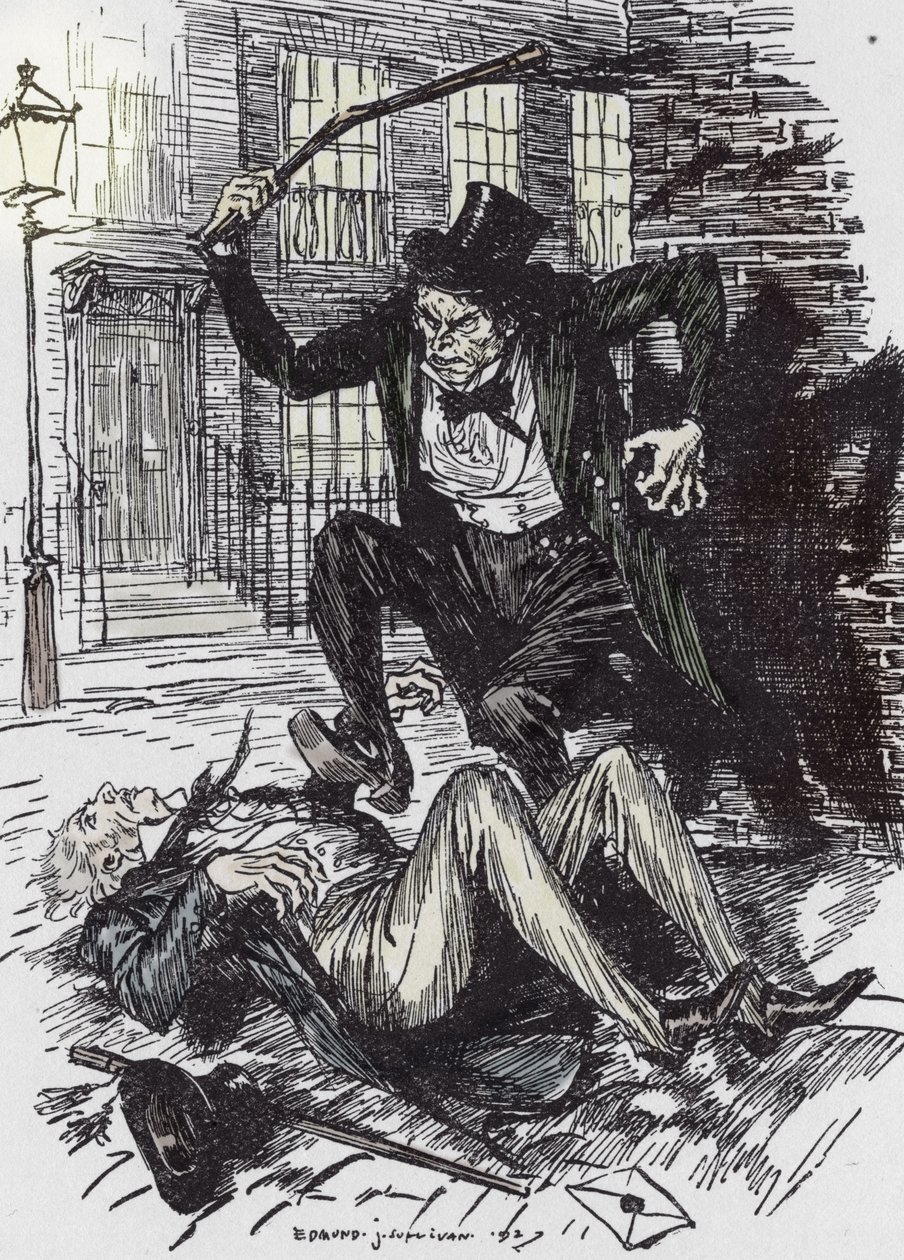 Sr. Hyde assassino Sir Danvers Carew, Ilustração de Edmund Joseph Sullivan (1869-1933) para o romance "L