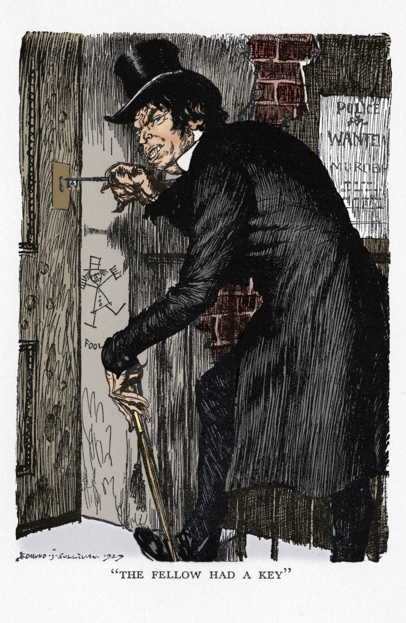 Cena do Estranho Caso do Dr. Jekyll e Mr Hyde por Robert Louis Stevenson, 1927 de Edmund Joseph Sullivan