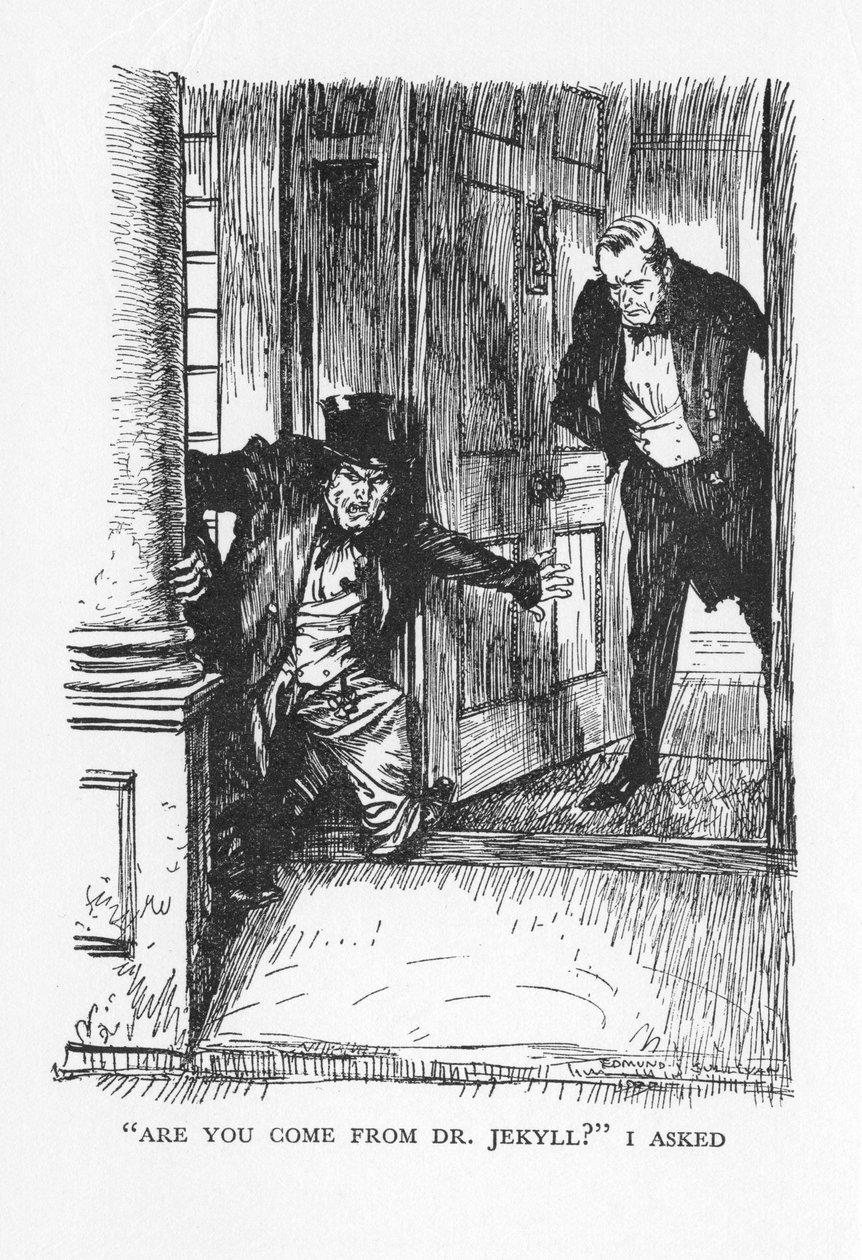 Cena do Estranho Caso do Dr. Jekyll e Mr Hyde por Robert Louis Stevenson, 1927 de Edmund Joseph Sullivan