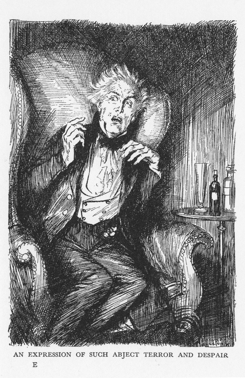 Cena do Estranho Caso do Dr. Jekyll e Mr Hyde por Robert Louis Stevenson, 1927 de Edmund Joseph Sullivan