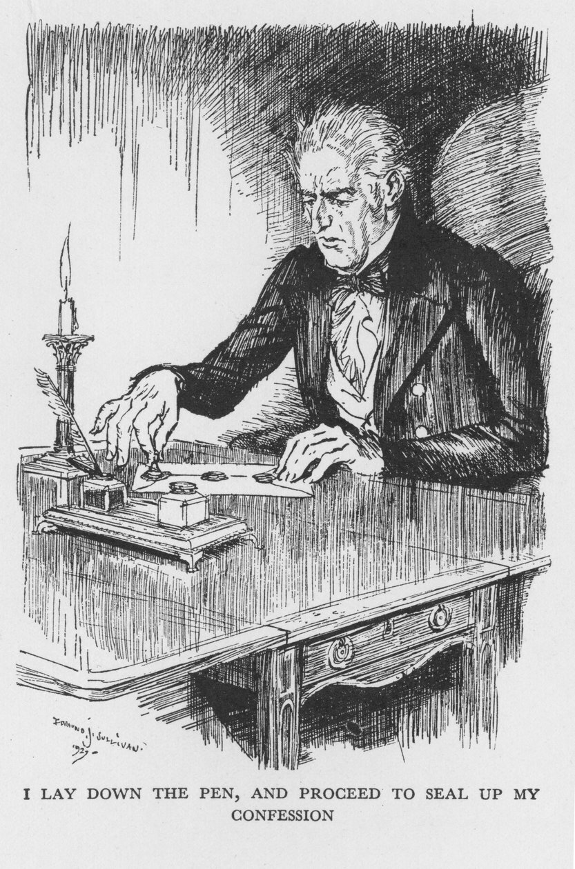 Cena do Estranho Caso do Dr. Jekyll e Mr Hyde por Robert Louis Stevenson, 1927 de Edmund Joseph Sullivan