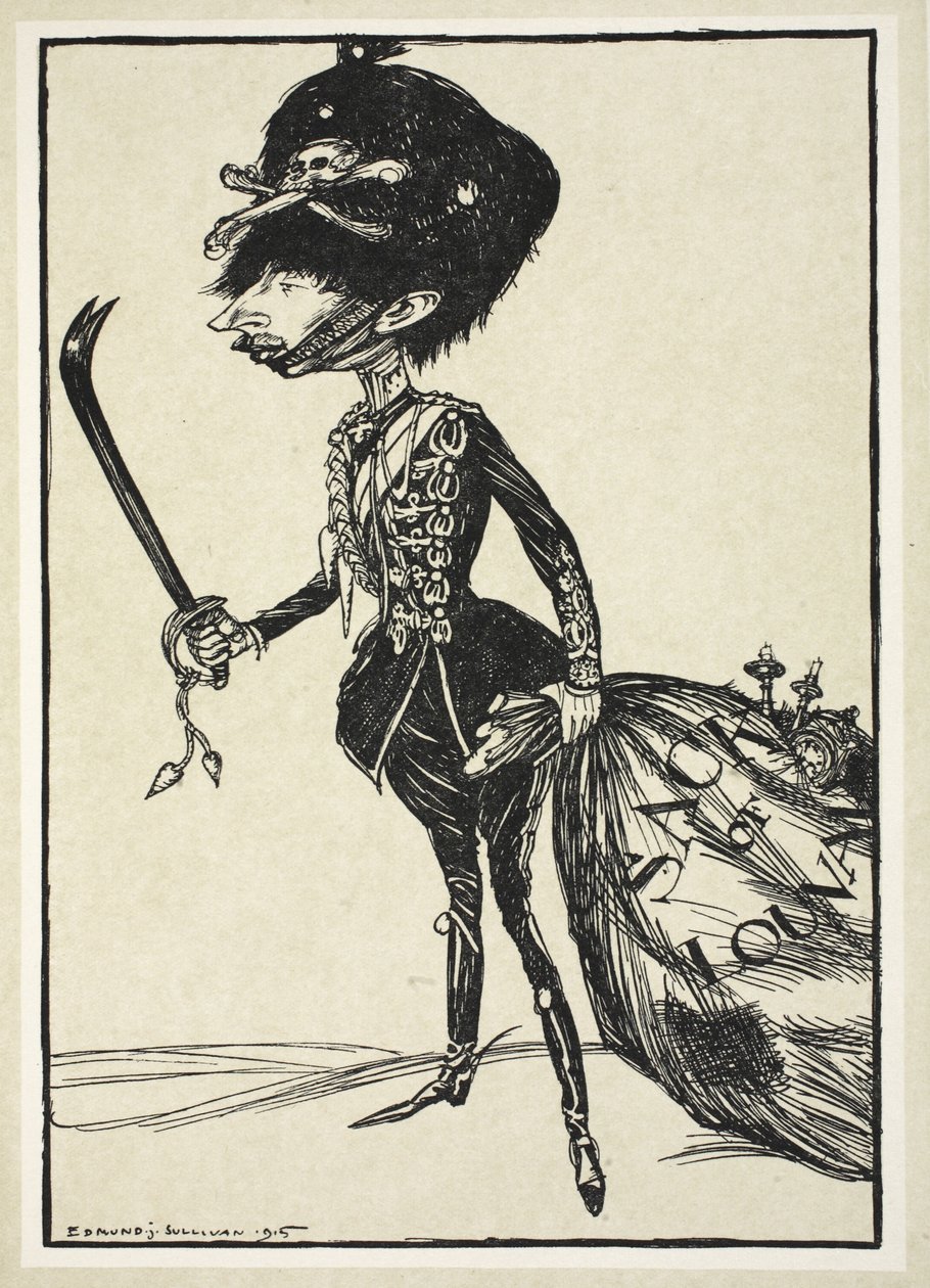 A esperança do Hohenzollern ("a boa espada alemão"), ilustração da festão do Kaiser por Edmund J. Sullivan, bar. 1916 de Edmund Joseph Sullivan
