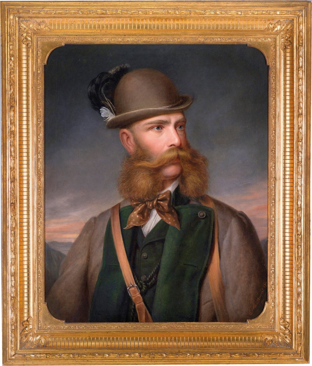 Retrato de François Joseph I da Áustria (1830-1916), em equipamento de caça. Pintura de Edmund Mahlknecht (1820-1903), óleo sobre tela de Edmund Mahlknecht