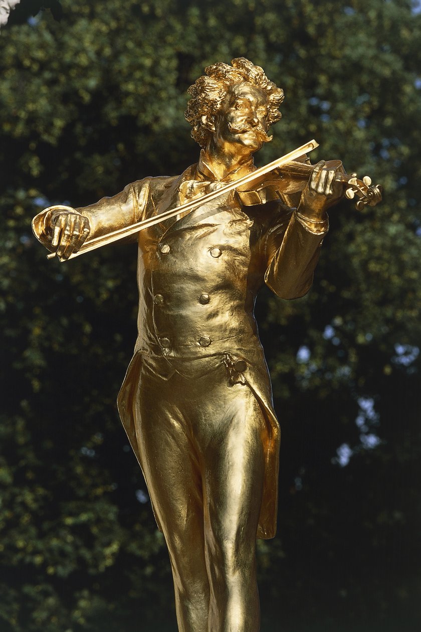 Estátua de um músico, estátua de Johann Strauss, Viena, Áustria de Edmund Ritter von Hellmer