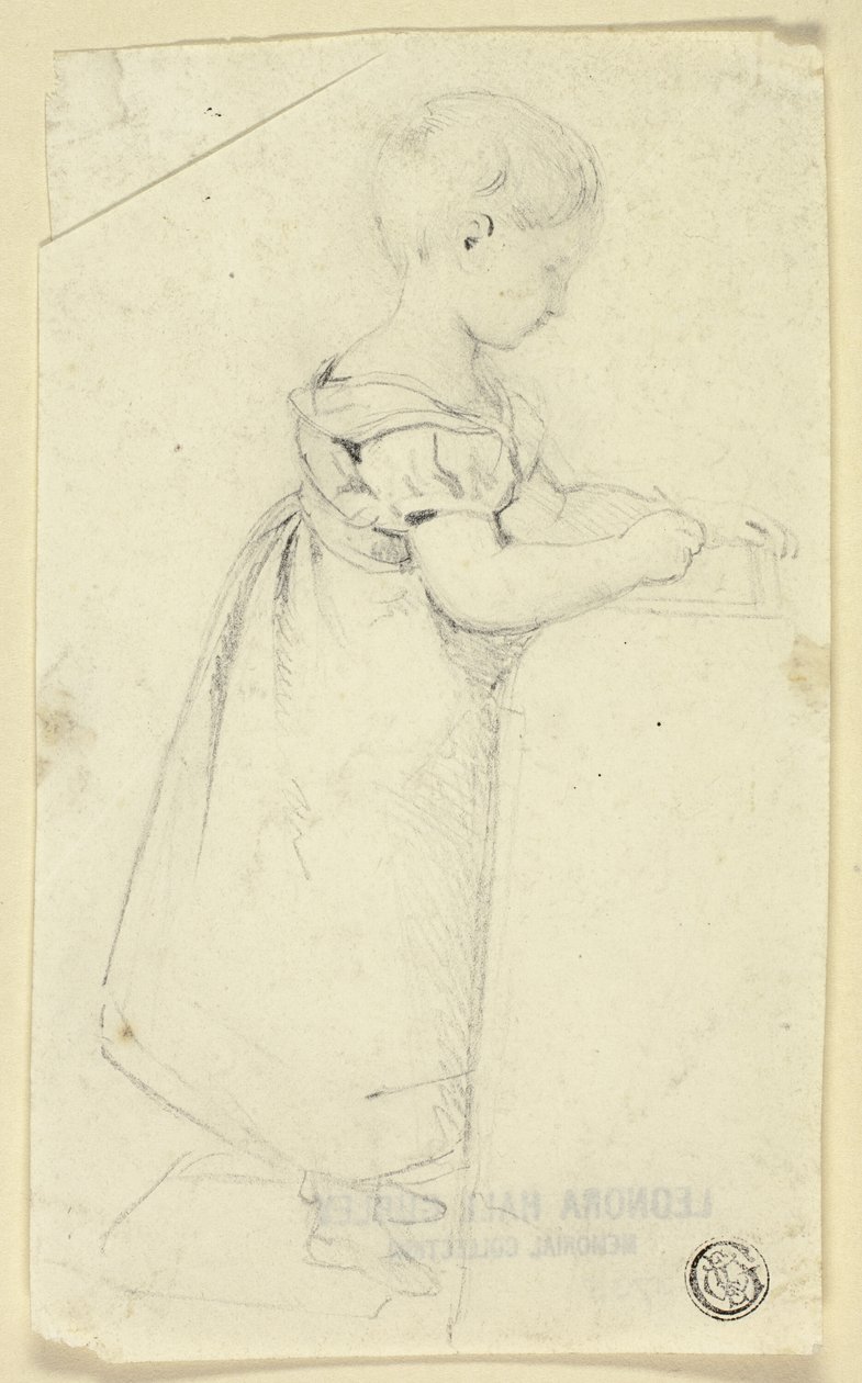 Menina de pé à secretária e a escrever de Edmund Thomas Parris