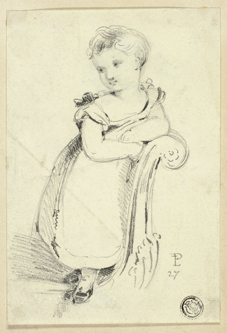 Rapariga de pé sobre sofá (frente); Fragmento: Costas da cabeça de uma mulher (verso) de Edmund Thomas Parris