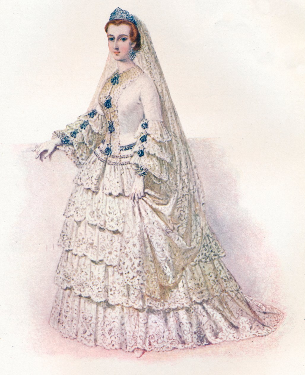 A imperatriz Eugenie em seu vestido de noiva, 1853, 1902 de Edmund Thomas Parris