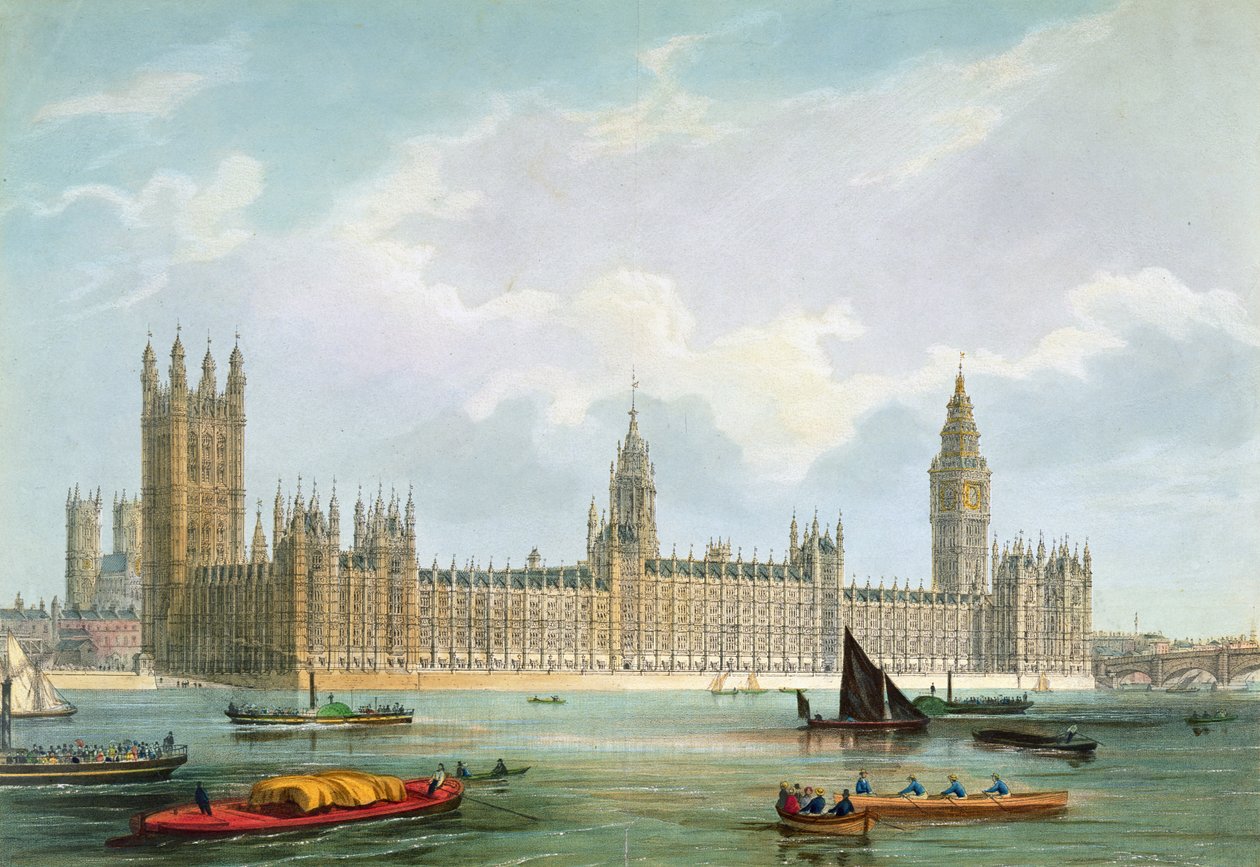As novas casas do parlamento, gravadas por Thomas Picken publicadas por Lloyd Bros. und Co., 1852 de Edmund Walker