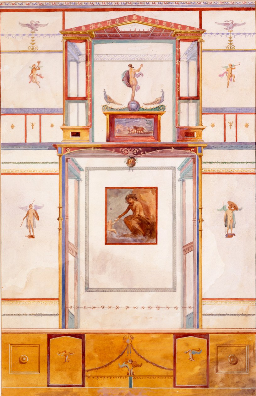 Diptychon com o Polifemo Gigante, decoração de parede da Casa de Dominus M Lucretius, Pompéia de Edouard Clerievanse