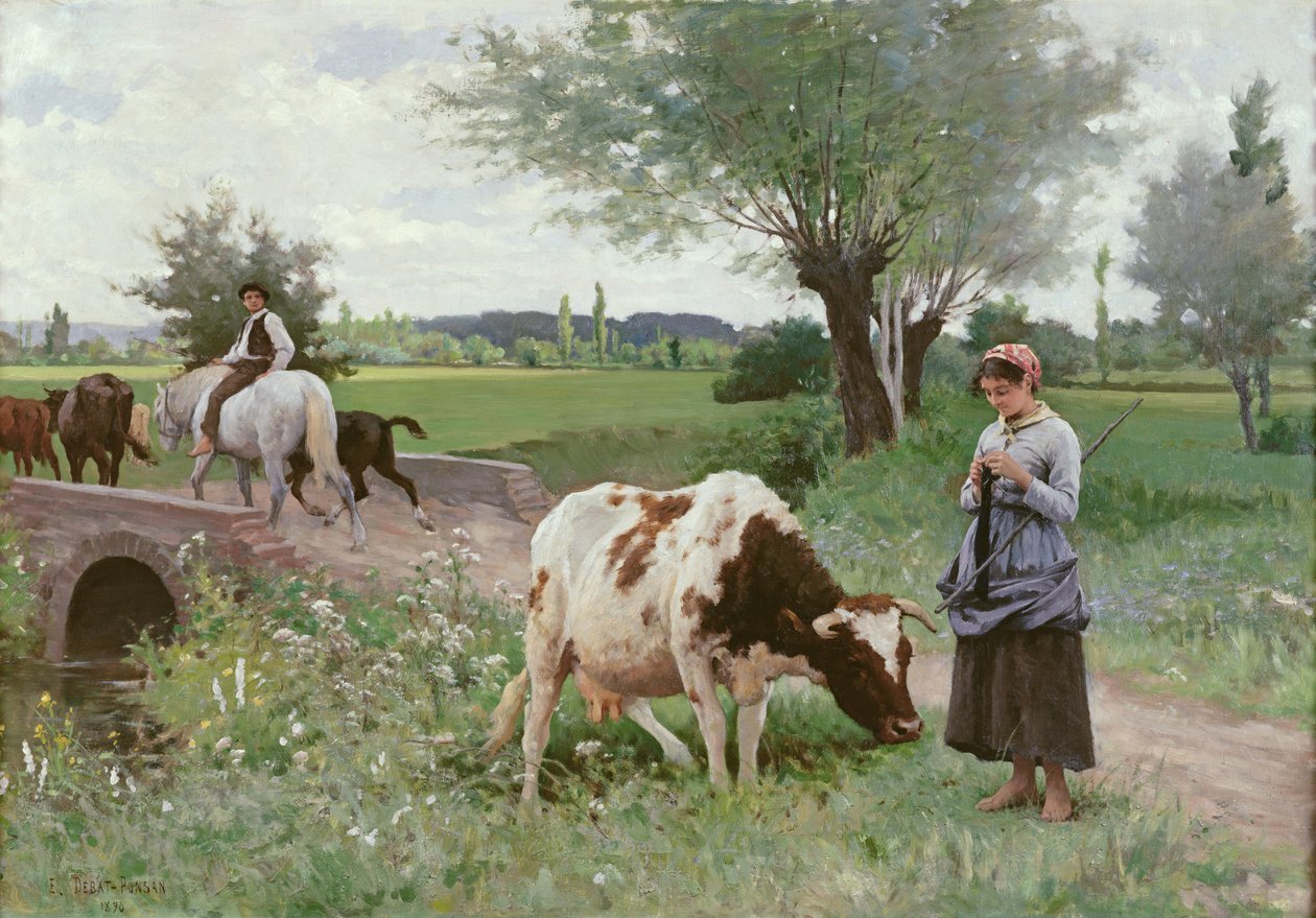 A vaca bem mantida, 1890 de Edouard Debat Ponsan