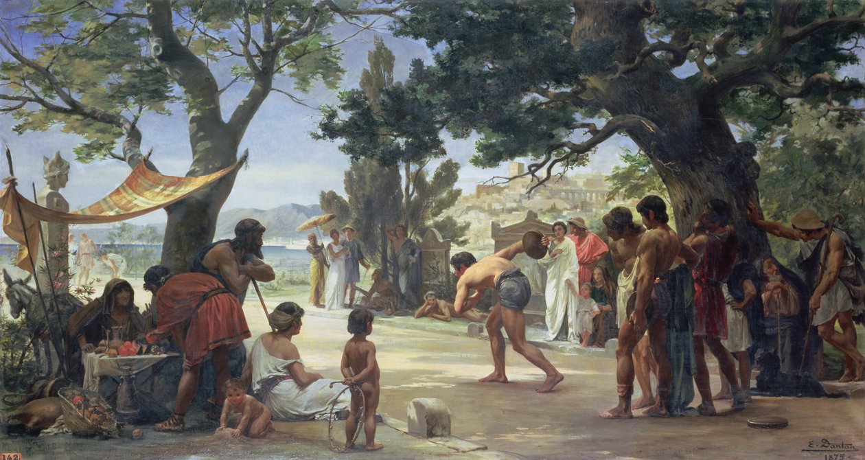 Jogando o disco, 1875 de Edouard Joseph Dantan
