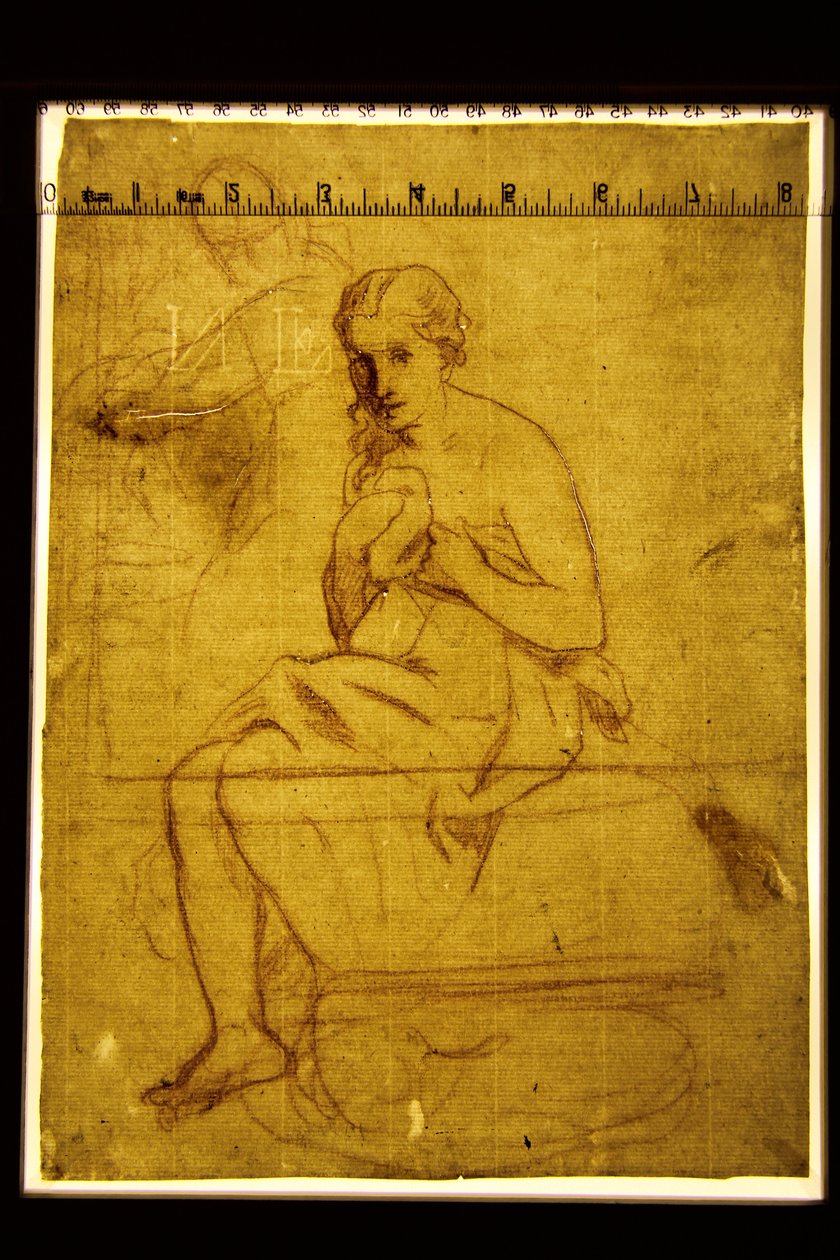 Imagem de luz transmitida de La Toilette, 1860 (giz sobre papel) (ver também 5838671-2) de Édouard Manet