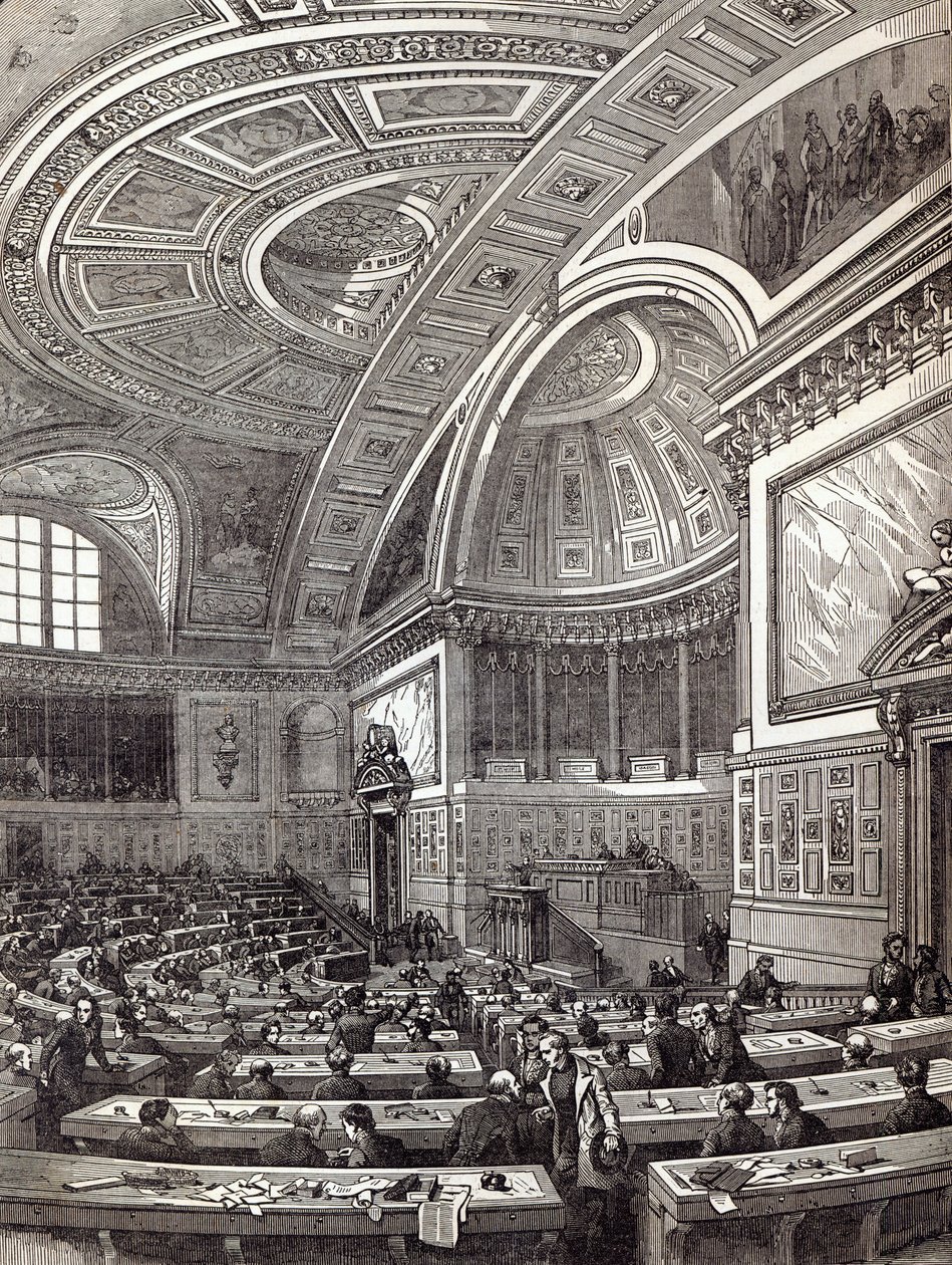 A Câmara Francesa de Pares, de The Illustrated London News, 1 de fevereiro de 1845 de Edouard Renard