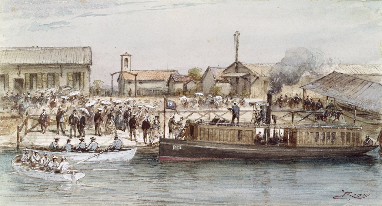 Inauguração do Canal de Suez pela Imperatriz Eugenie (1826-1920) 17 de novembro de 1869 de Edouard Riou