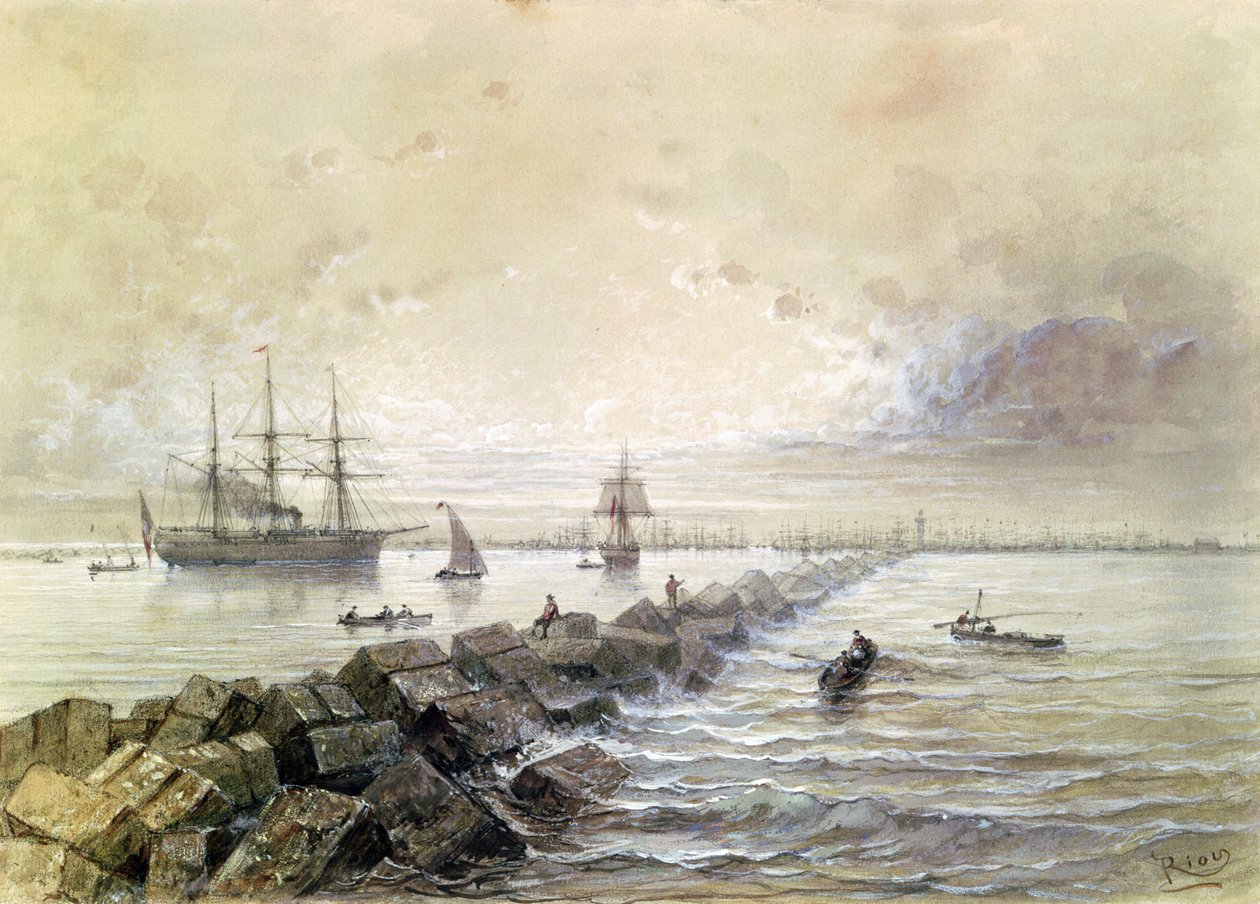 O Canal de Suez, de um álbum de recordações que comemora a Viagem da Imperatriz Eugenie (1827-1920) na inauguração em 1869 de Edouard Riou