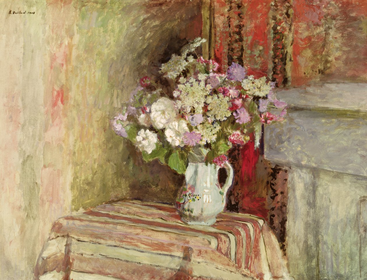 Flores em um vaso, 1905 (óleo no cartão) de Edouard Vuillard