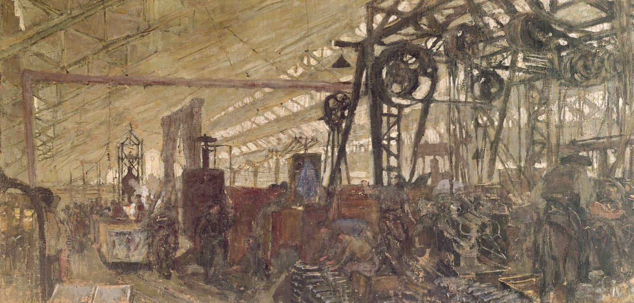 Interior de uma fábrica de munições, 1916-17 (têmpera sobre tela) de Edouard Vuillard