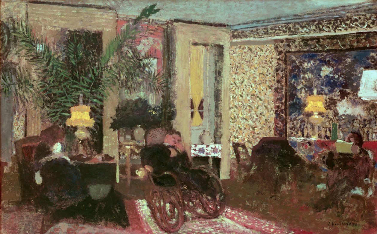 Interior ou, o salão com três lâmpadas, 1899 de Edouard Vuillard
