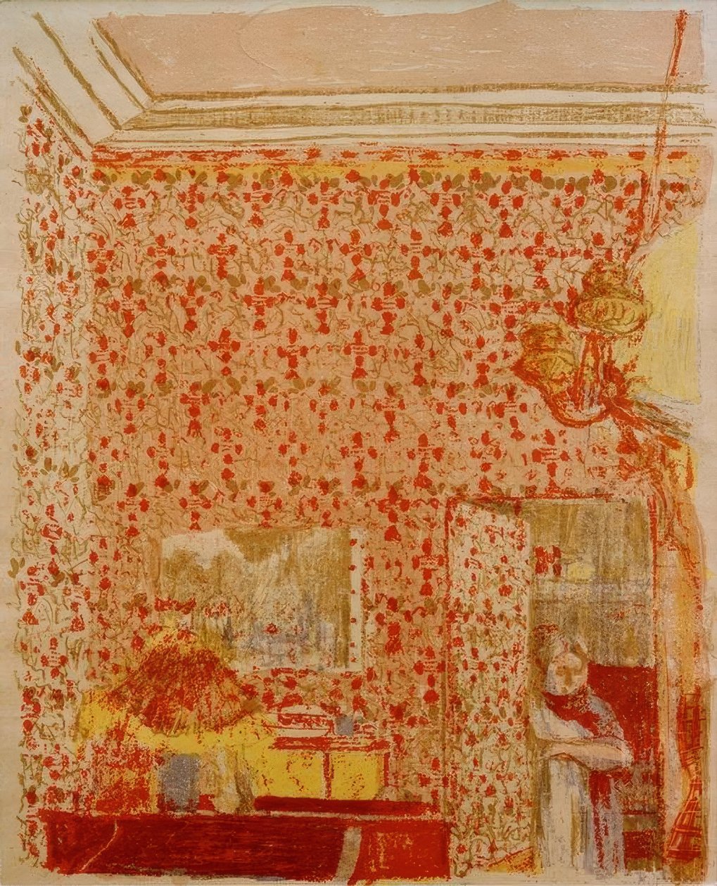 Interior com cortinas rosa I de Edouard Vuillard