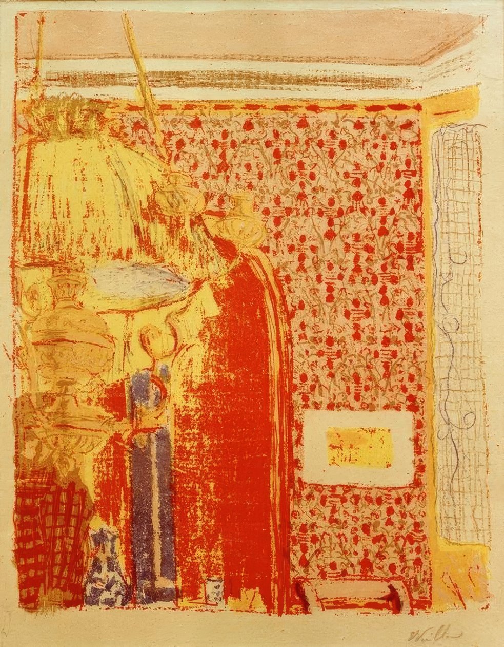 Interior com cortinas rosa II de Edouard Vuillard