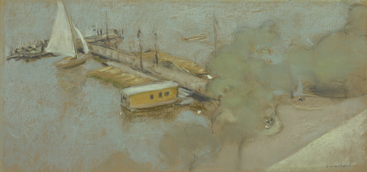 Molhe no Aussenalster, 1913 (pastel no cartão) de Edouard Vuillard