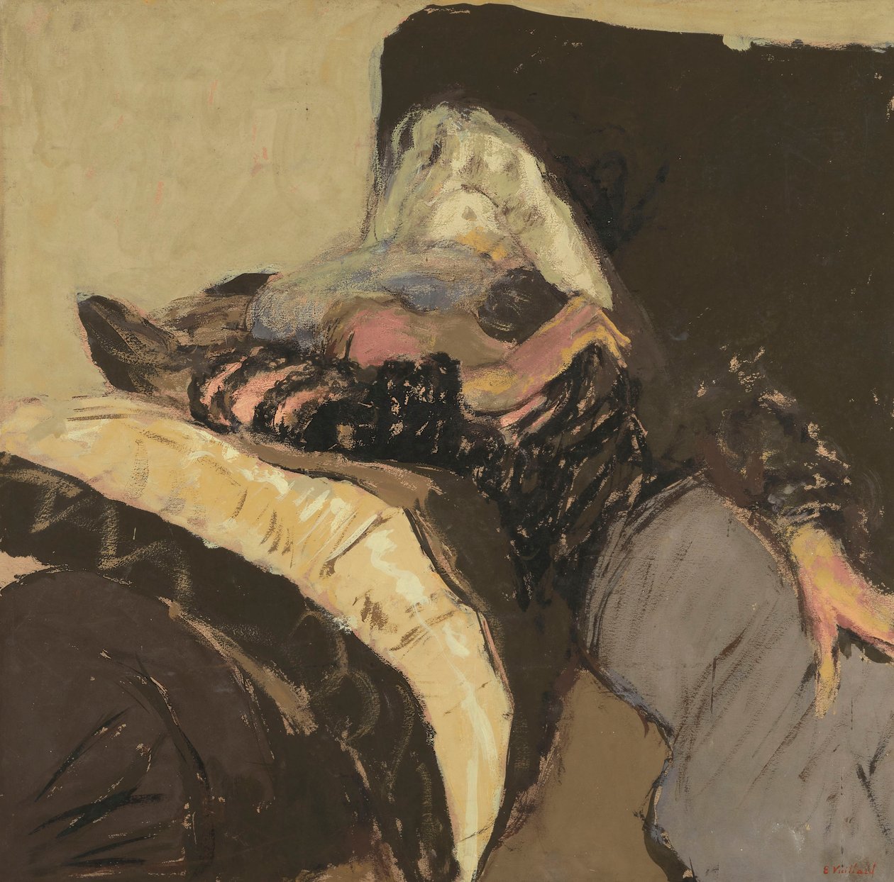 Lucy Hessel dormindo em um sofá de Edouard Vuillard