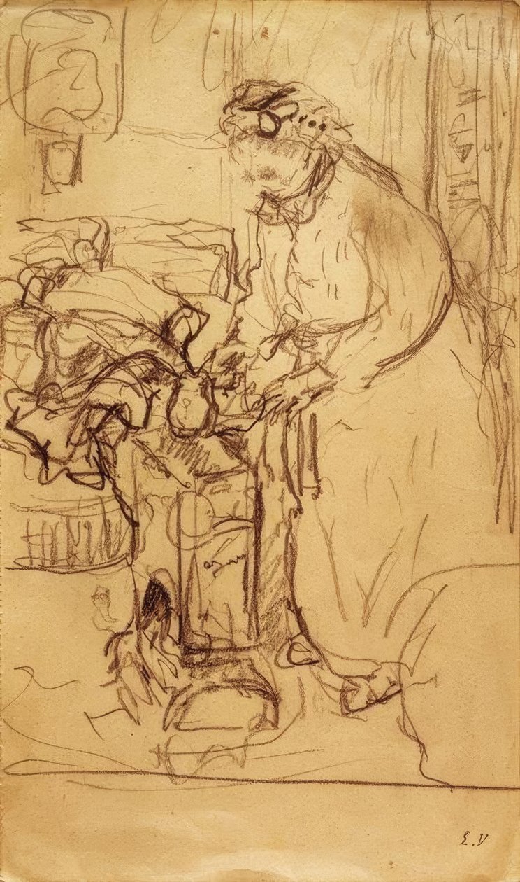 Madame Vuillard na frente de um fogão a óleo de Edouard Vuillard