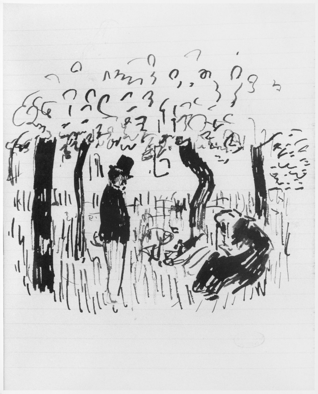 Página de um caderno, 1890-1940 (caneta e tinta sobre papel pautado) de Edouard Vuillard