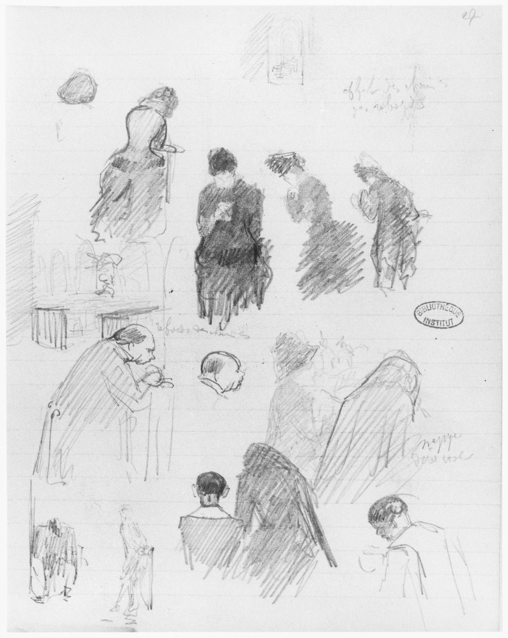 Página de um caderno, 1890-1940 (lápis sobre papel pautado) de Edouard Vuillard