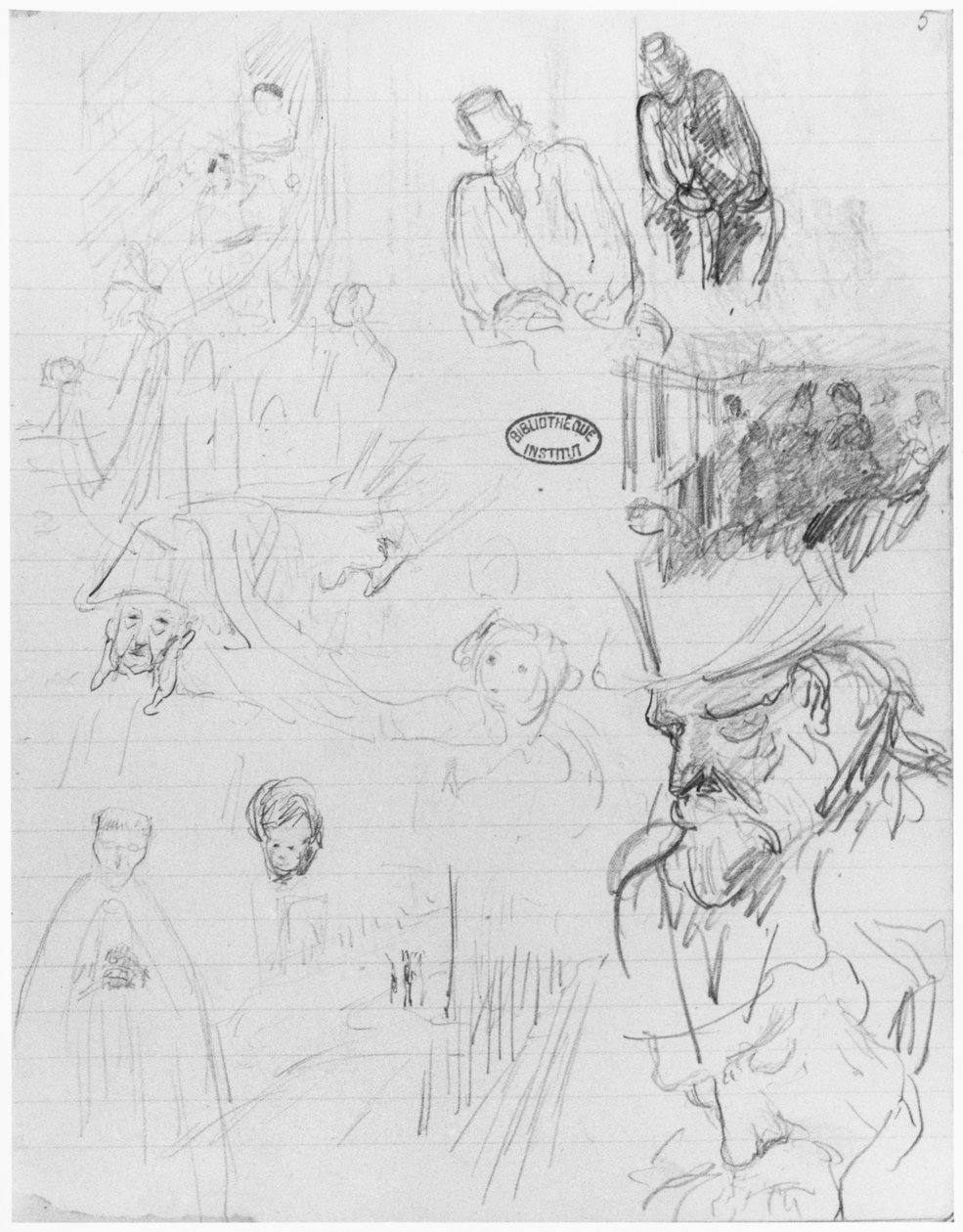 Página de um caderno, 1890-1940 (lápis sobre papel pautado) de Edouard Vuillard